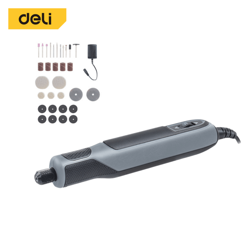 เครื่องเจียร์ไฟฟ้ามินิ DELI EDCE861-GR-01 32ชิ้น สีเทา